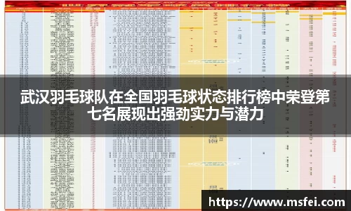 武汉羽毛球队在全国羽毛球状态排行榜中荣登第七名展现出强劲实力与潜力